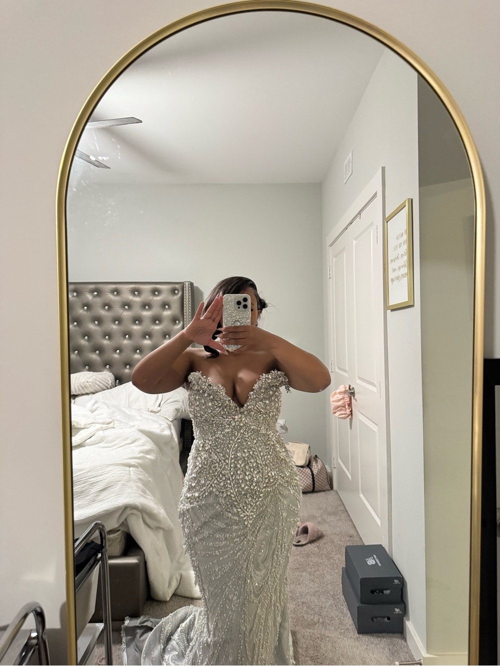 Custom made beaded prom dress - Picture 3 of 5